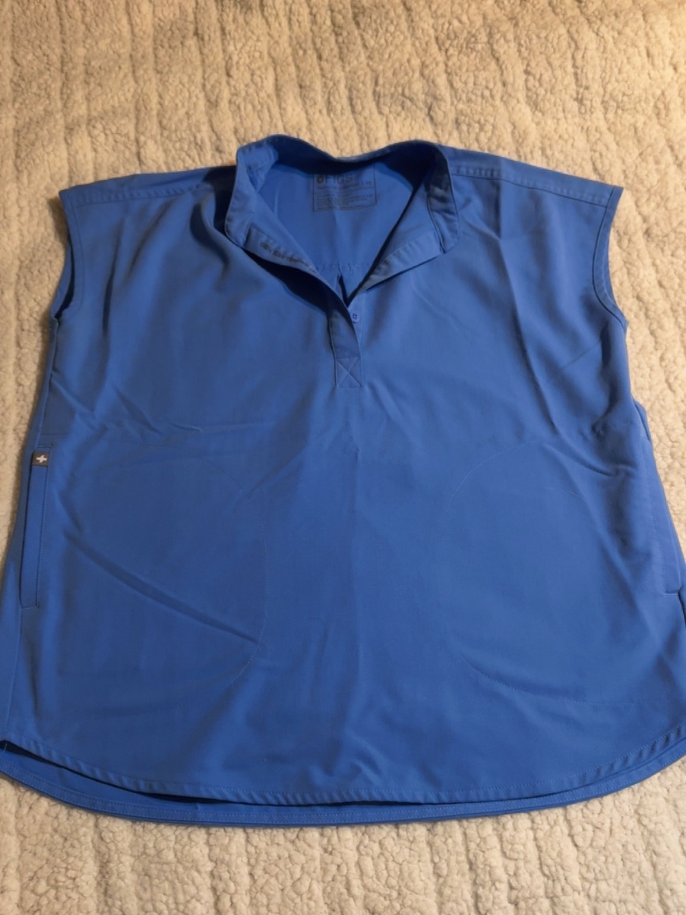 Relaxed Collarless Women's Top in Royal Blue